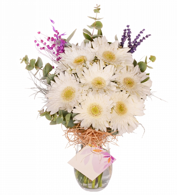 Beyaz Gerbera Vazosu