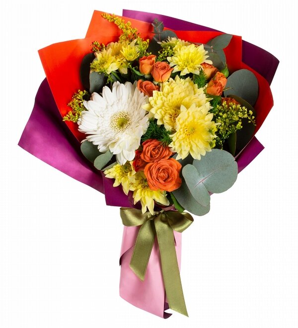 Karışık Papatya Gül ve Gerbera Buketi
