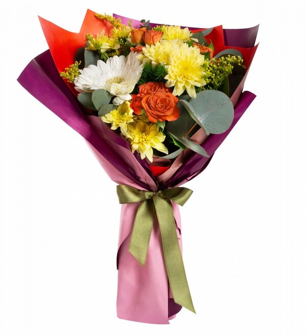 Karışık Papatya Gül ve Gerbera Buketi