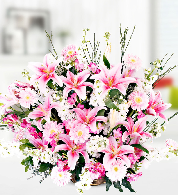 Lilyum Gerbera Şebboy Sepeti