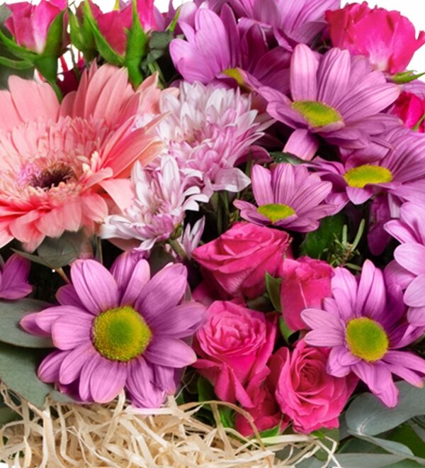 Pembe Papatya �ardak G�l ve Gerbera Vazosu