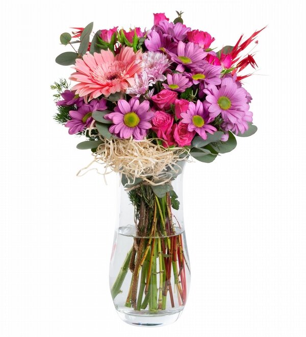 Pembe Papatya �ardak G�l ve Gerbera Vazosu