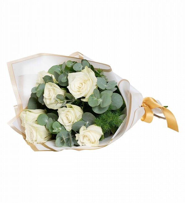 Beyaz Ambalajda Beyaz G�l Buketi