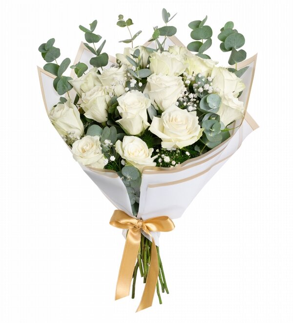 15 Adet Premium Beyaz G�l Buketi