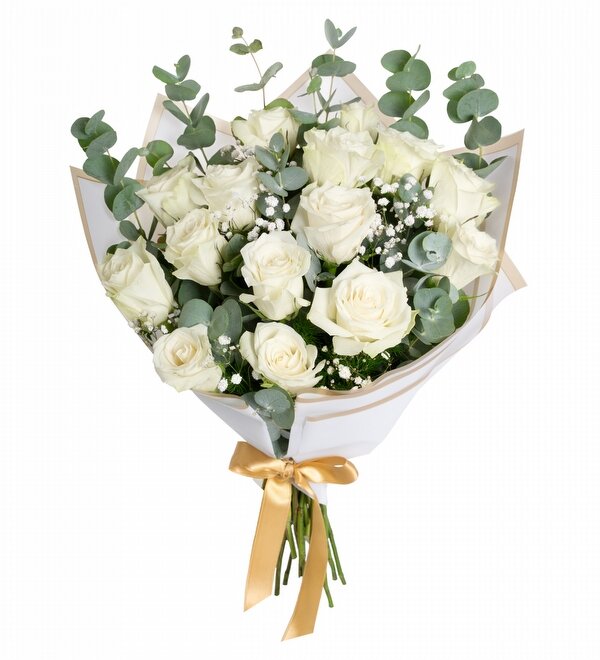 15 Adet Premium Beyaz G�l Buketi