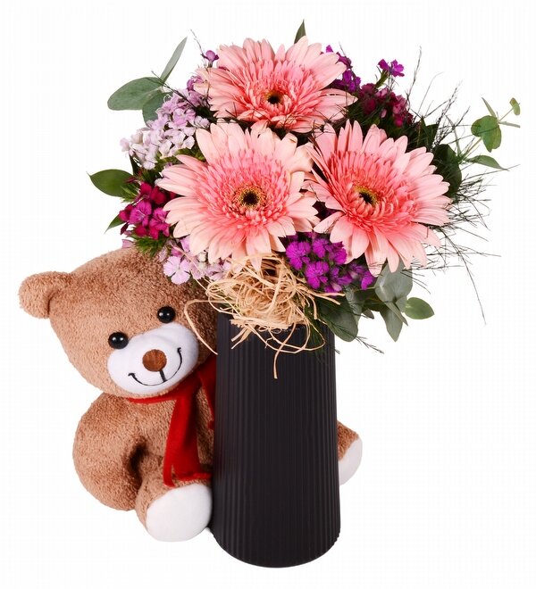 Pembe Gerbera H�sn�yusuf ve Pelu� Ay�c�k