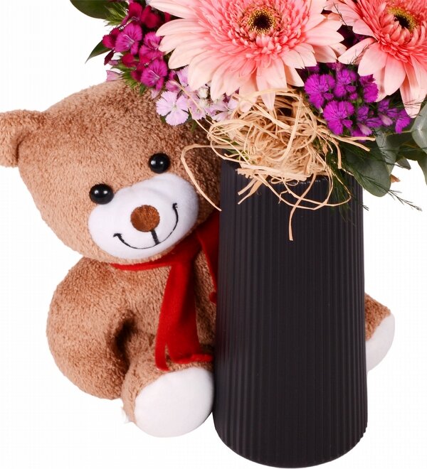 Pembe Gerbera H�sn�yusuf ve Pelu� Ay�c�k