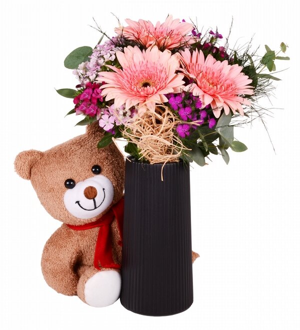 Pembe Gerbera H�sn�yusuf ve Pelu� Ay�c�k