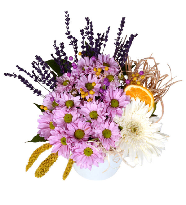 Beyaz Gerbera Pembe Papatya Aranjman�