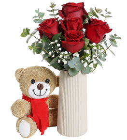 Bej Vazoda K�rm�z� G�ller ve Ay�c�k