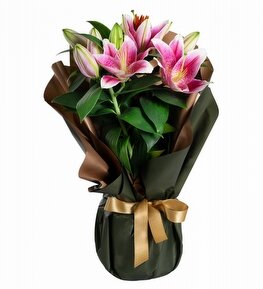 Sedefli Buket Ka��tl� Pembe Lilyum