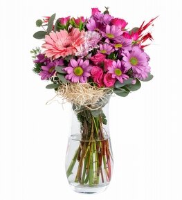 Pembe Papatya �ardak G�l ve Gerbera Vazosu