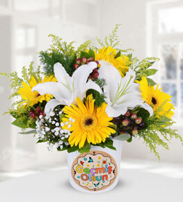 Ge�mi� Olsun Temal� Lilyum Gerbera Aranjman�