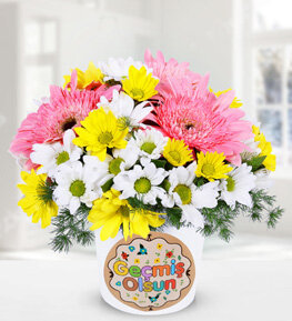 Ge�mi� Olsun Vazolu Gerbera Papatya Aranjman�